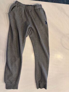 🔥5 for $25 U.S. Polo Assn Boys XL Gray Fleece Jogger Sweatpants 14-16 Logo